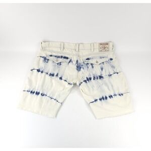 True Religion Shorts Mens 44 Ricky Relaxed Straight Acid Wash Cut Off Zip Baggy